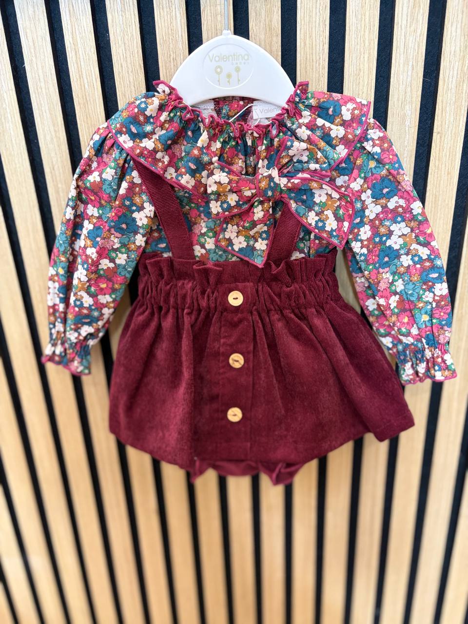 Salopette BORDEAUX FLOREALE VALENTINA BEBÈS