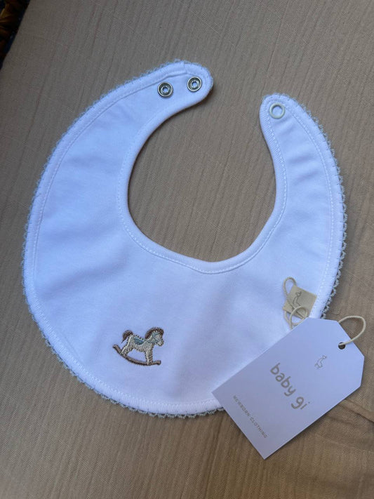 Bavaglino celeste e bianco CAVALLO A DONDOLO BABY GI