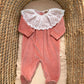 Tutina ROSA ANTICO CON COLLO IN PIZZO SAN GALLO BABY GI