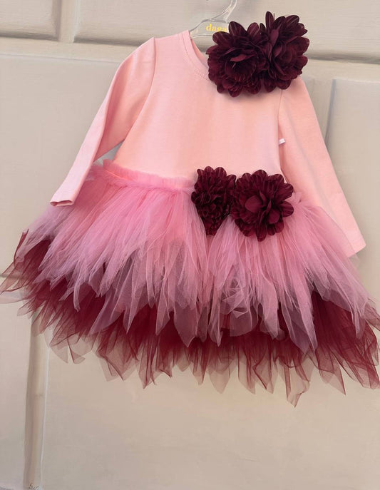 Abito ROSA PEONIE Bordeaux Daga