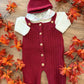 Salopette CON CAPPELLINO BORDEAUX QUADRI BABY FASHION