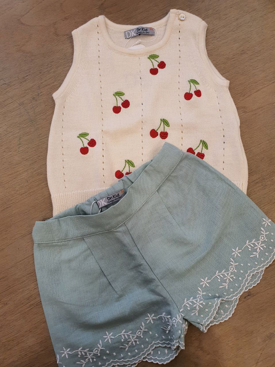 Completo canotta ciliegie e SHORTS lino DR KID
