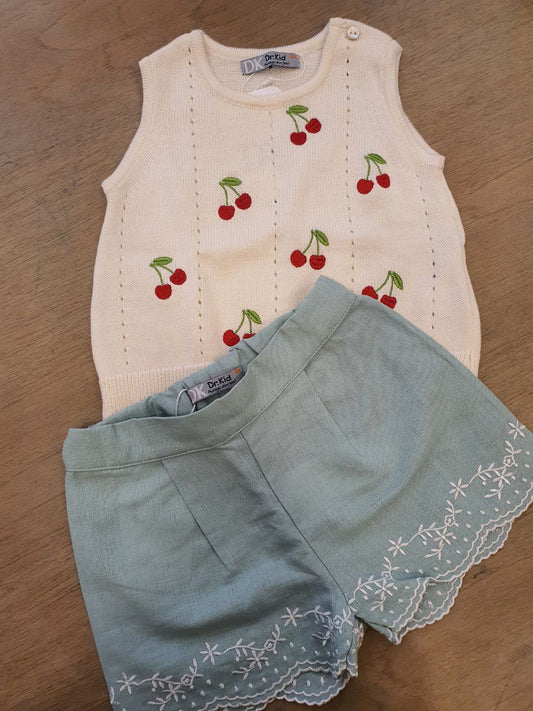 Completo canotta ciliegie e SHORTS lino DR KID