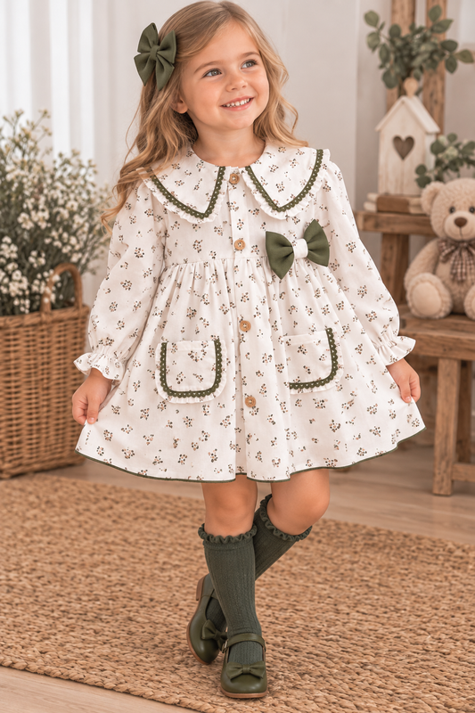 Abito FLOREALE CON FIOCCO VERDE VALENTINA BEBÈS
