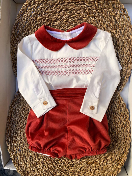 Completo PUNTO SMOCK ROSSO Valentina bebès