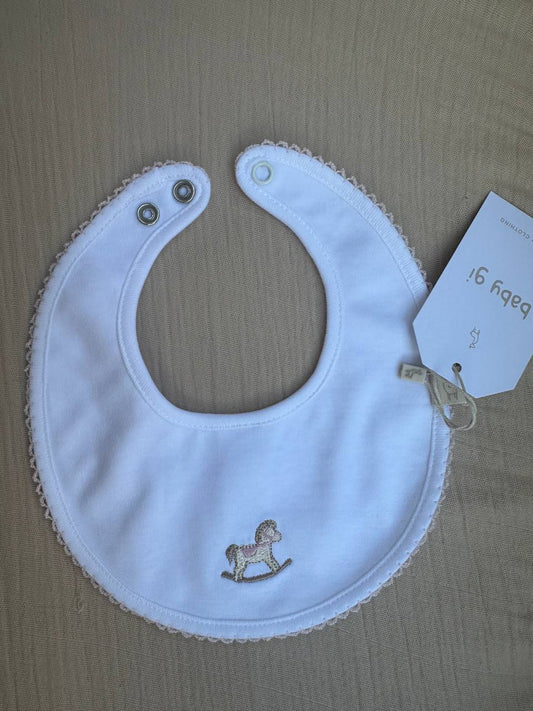 Bavaglino ROSA E BIANCO CAVALLO A DONDOLO BABY GI