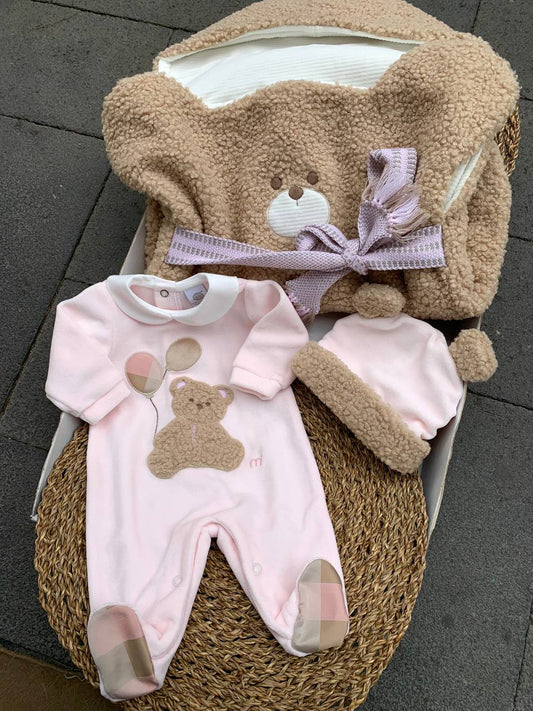 Coordinato nascita TEDDY ROSA/TABACCO MARLÙ