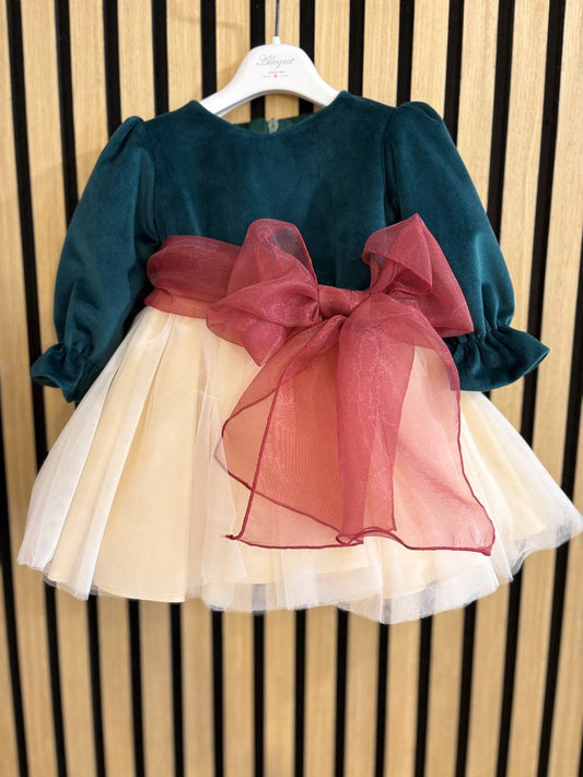 Abito TRICOLORE CON FIOCCO ORGANZA ALLEGRA