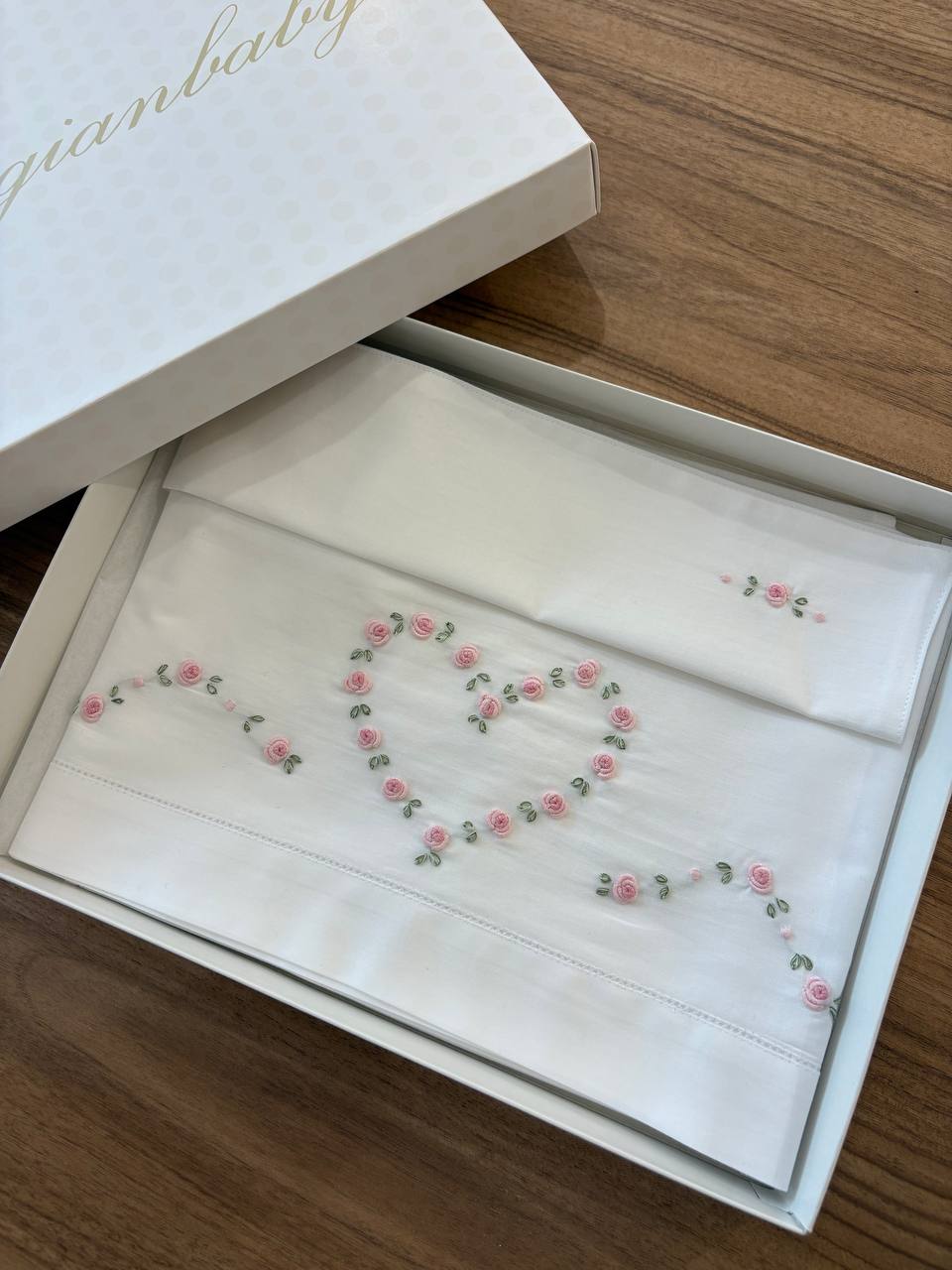Lenzuolino CUORE BIANCO E ROSA ARTIGIANBABY
