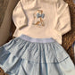 T-shirt e GONNA ORSETTO AZZURRO POLVERE MINIBANDA
