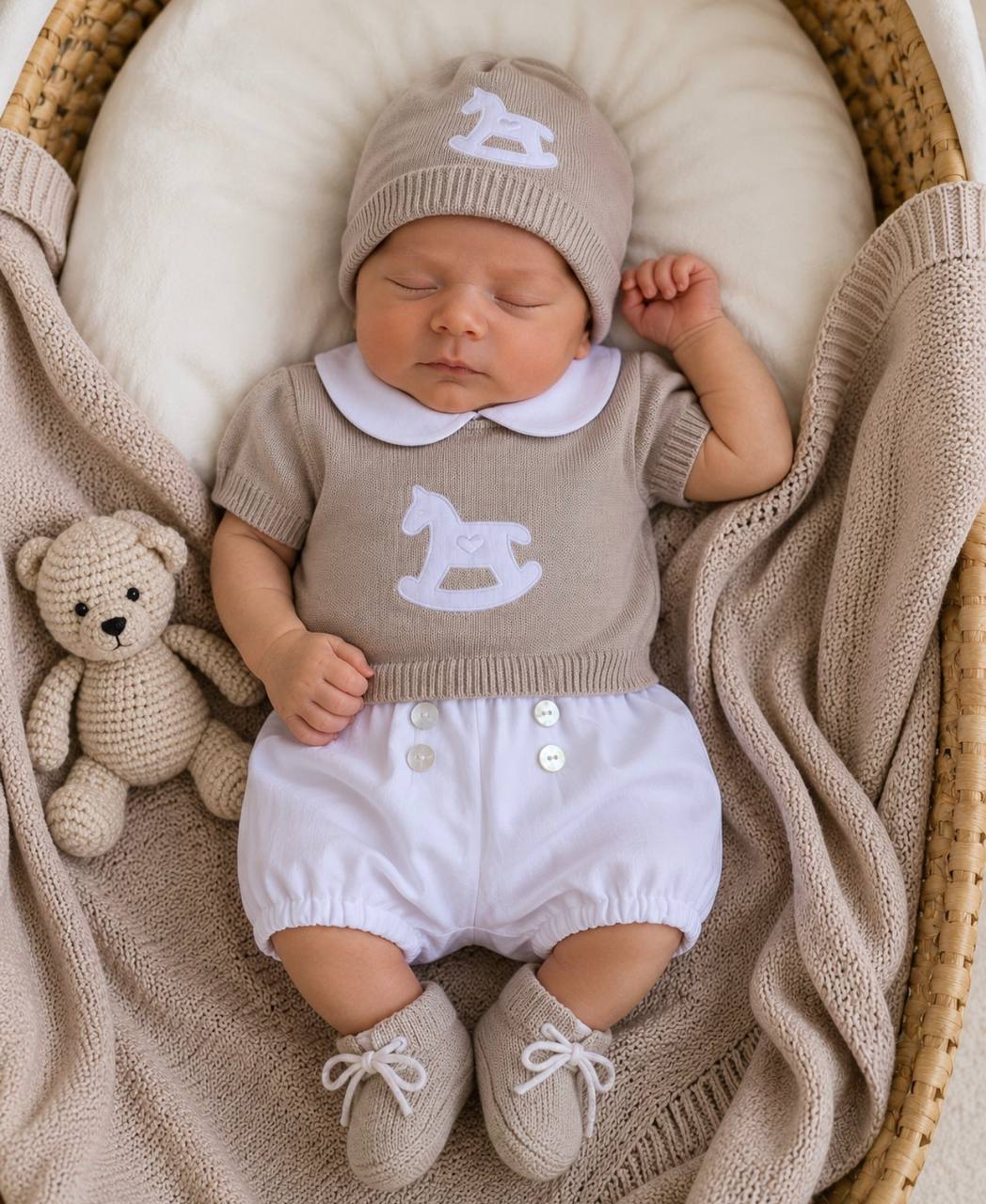 COMPLETO BEIGE CAVALLO A DONDOLO BABY LORD