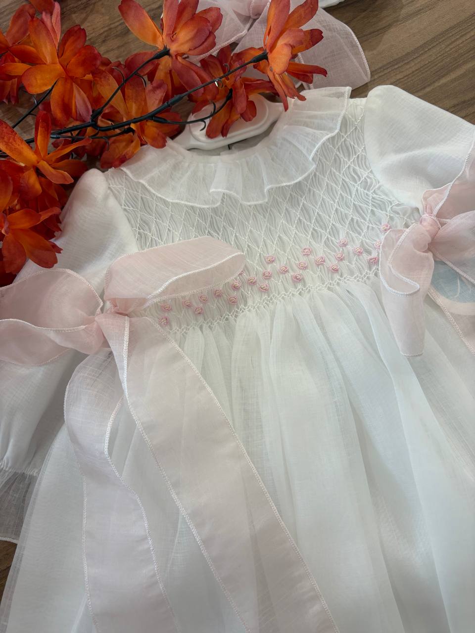 Abito Battesimale PUNTO SMOCK ROSA NISERET