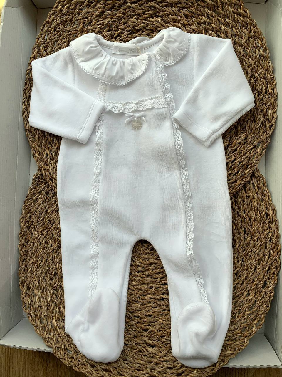 Tutina ciniglia BIANCA RICAMO MARTINARANDA