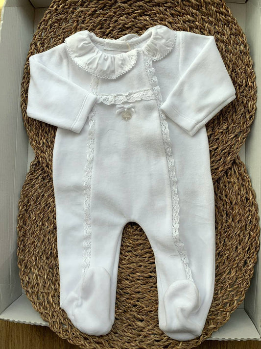 Tutina ciniglia BIANCA RICAMO MARTINARANDA