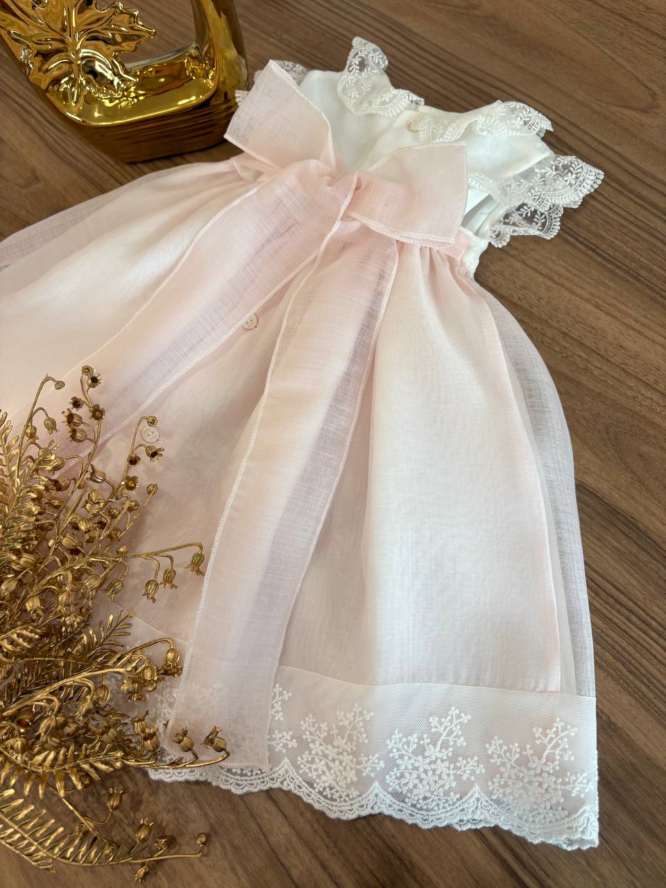 Abito BATTESIMALE PUNTO SMOCK ROSA NISERET