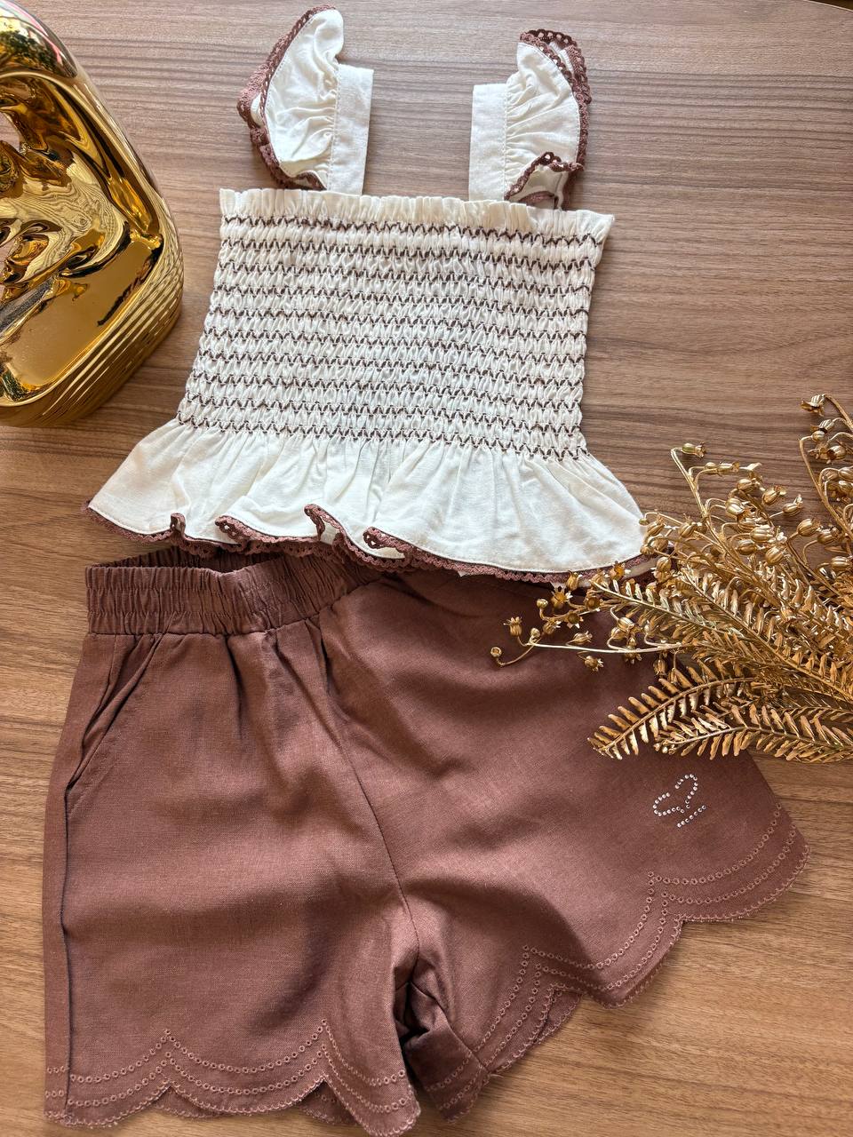 COMPLETO PUNTO SMOCK MARRONE SARABANDA