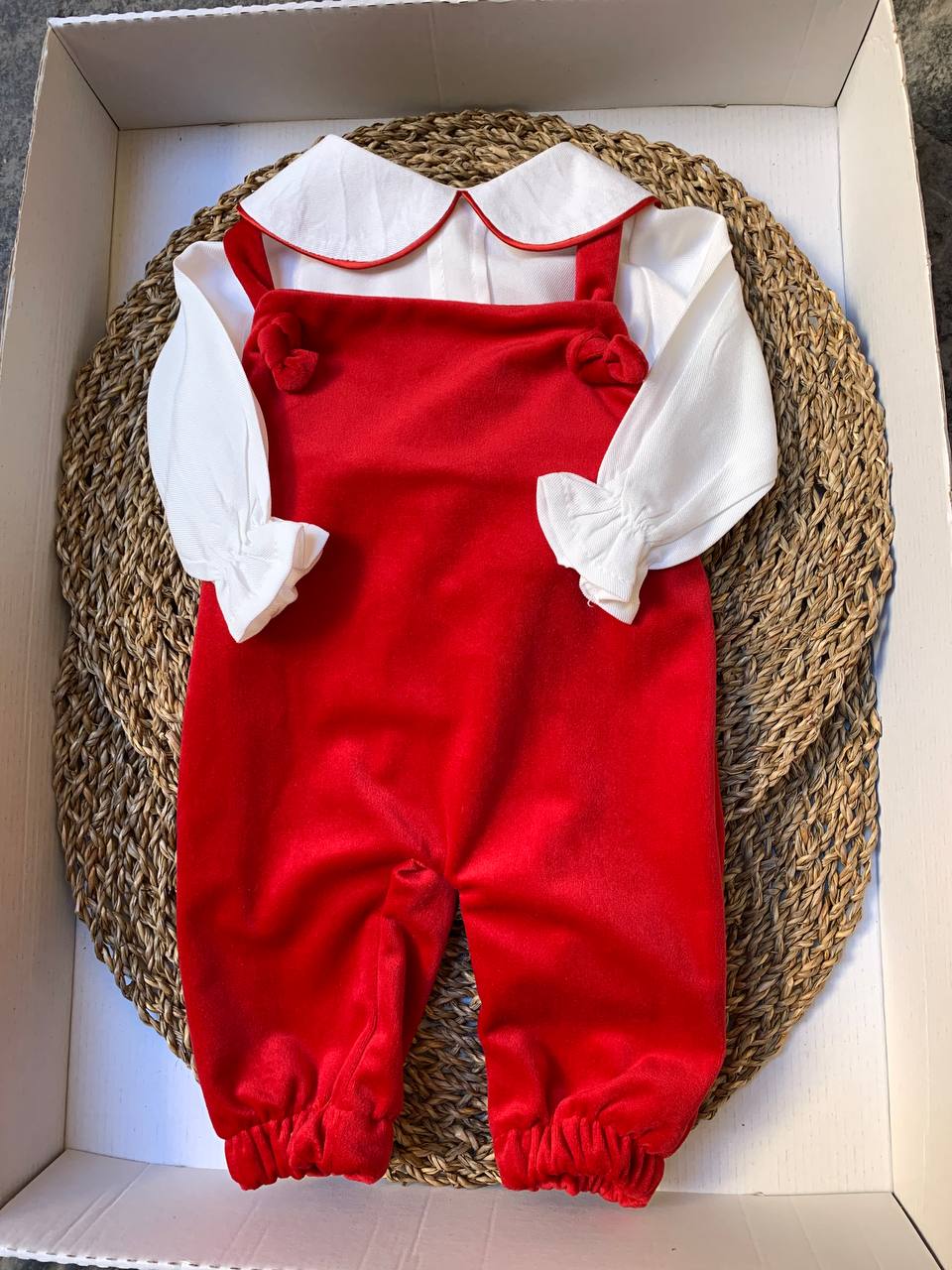 Salopette e camicia ROSSO PAPPA E LATTE