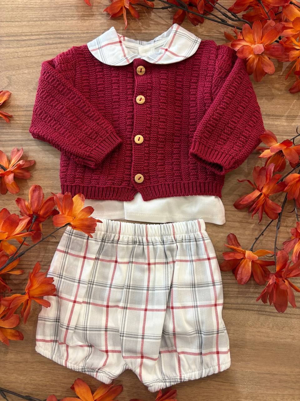 Coordinato BORDEAUX A QUADRI BABY FASHION