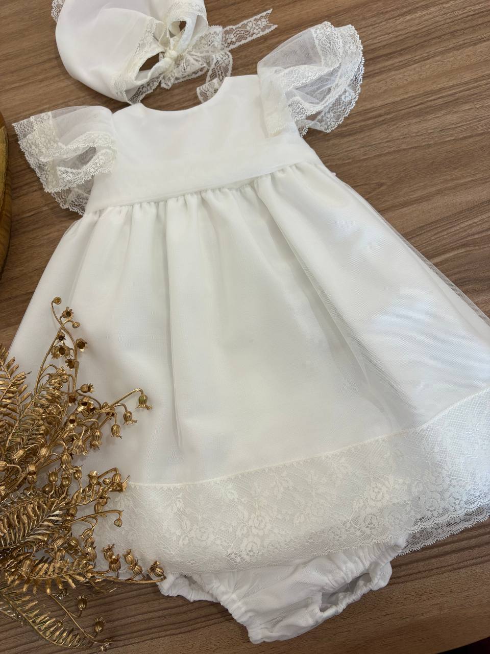 Abito Battesimale bianco BALZE RICAMATE NISERET