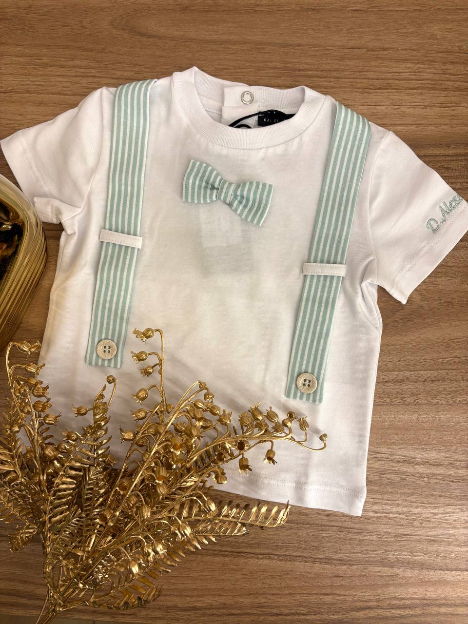 T-shirt BRETELLE E PAPILLON VERDE ACQUA DANIELE ALESSANDRINI