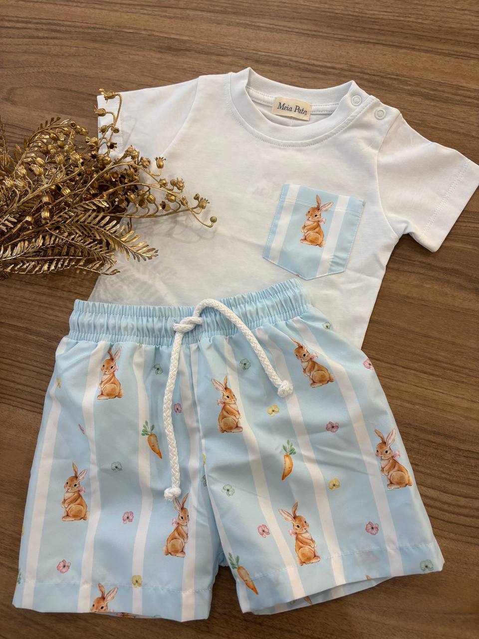 T-shirt e COSTUME AZZURRO CONIGLI MEIA PATA