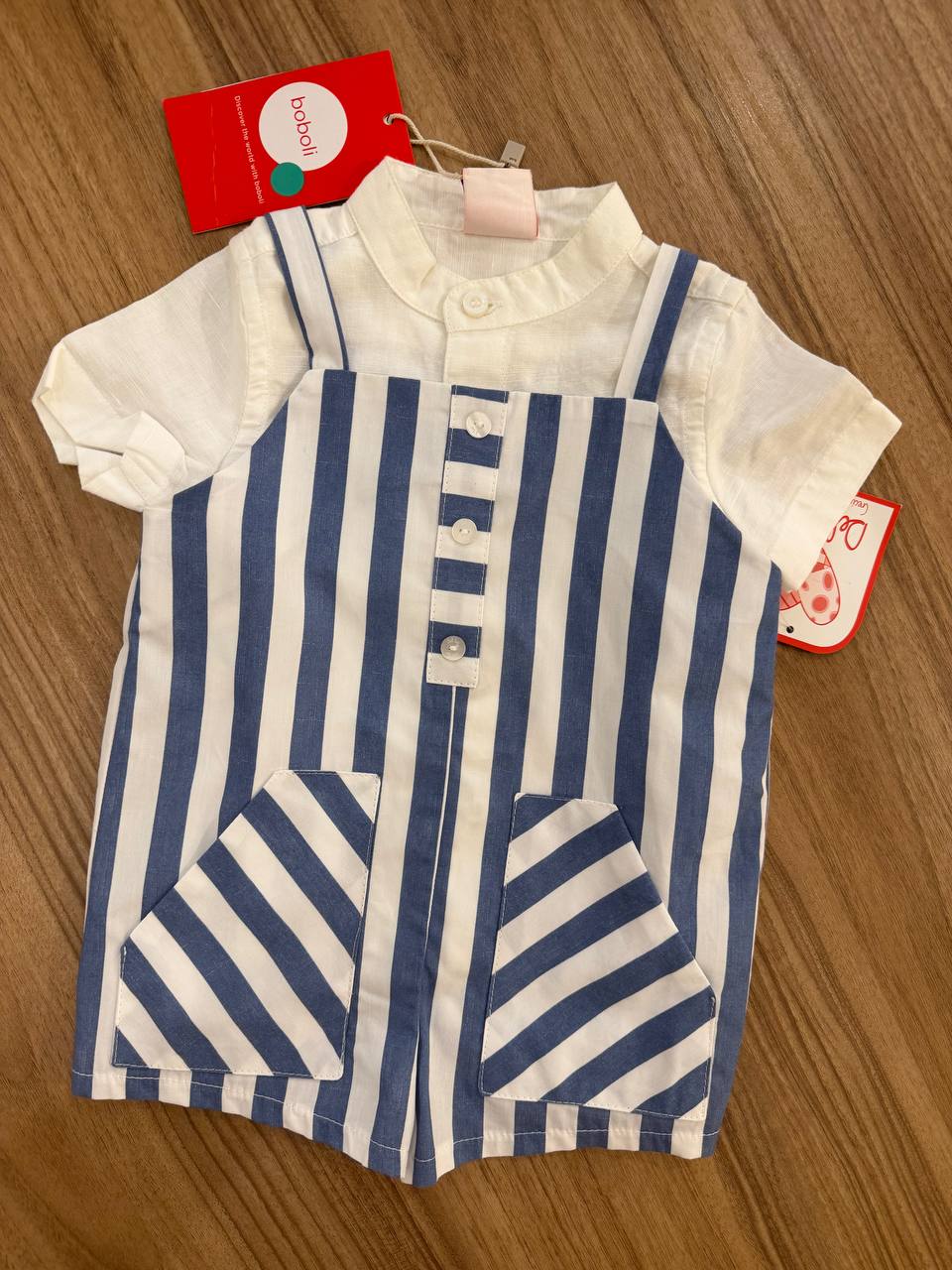 SALOPETTE CON CAMICIA A RIGHE BLU NAUTICO DEL SUR