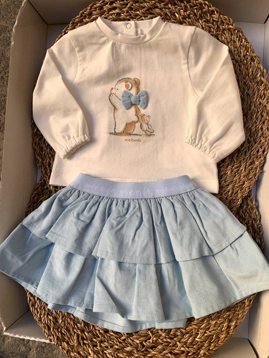 T-shirt e GONNA ORSETTO AZZURRO POLVERE MINIBANDA