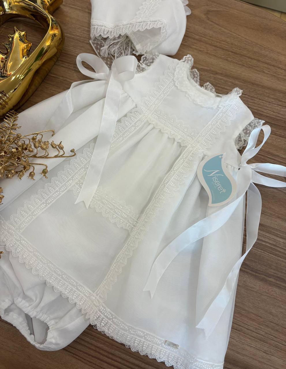 Abito Battesimale bianco CON RICAMI NISERET