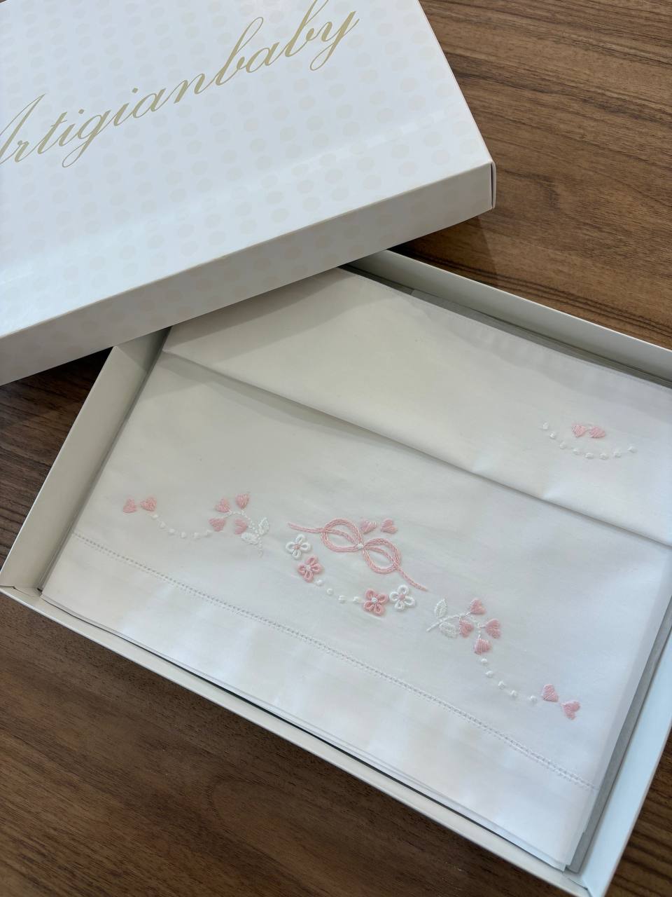 Lenzuolino INFINITO CON FIORI A RILIEVO ROSA ARTIGIANBABY