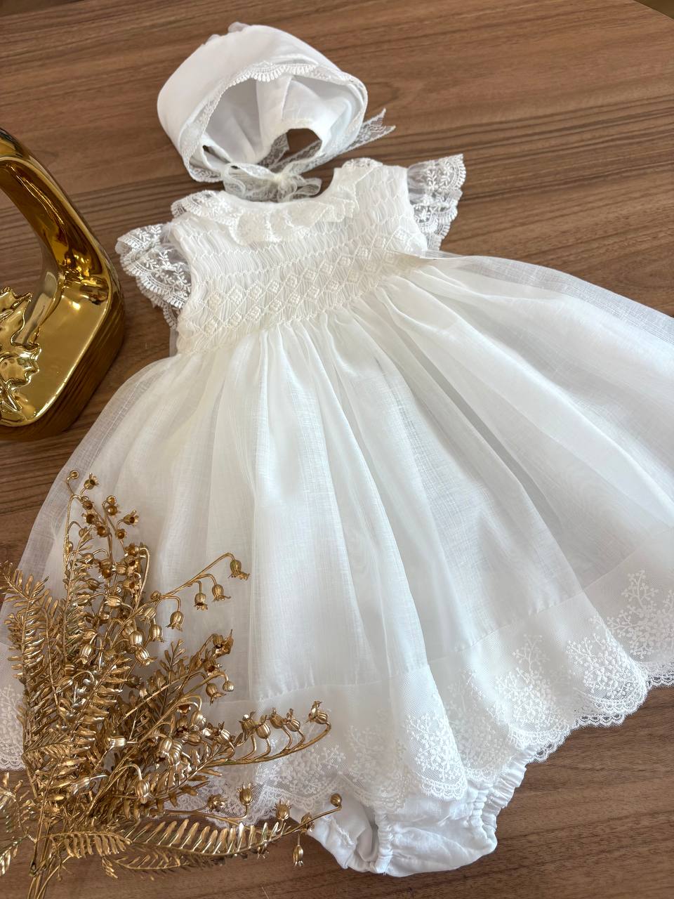 Abito BATTESIMALE BIANCO PUNTO SMOCK NISERET