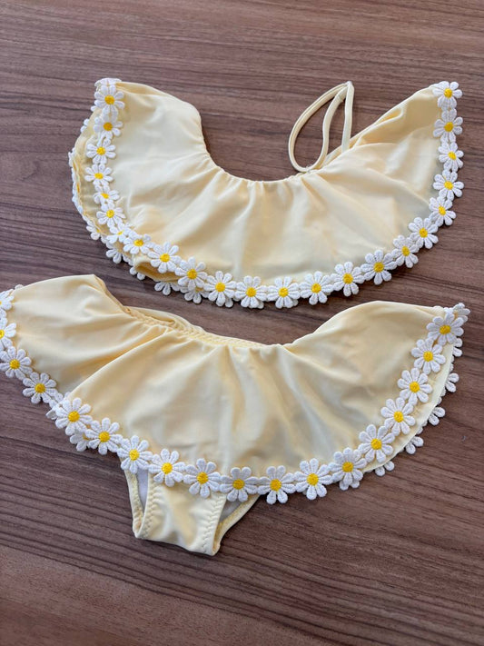 Costume DUE PEZZI GIALLO Fiorellini NUNÙ