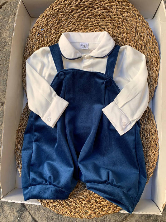 SALOPETTE E CAMICIA BLU PAPPA E LATTE