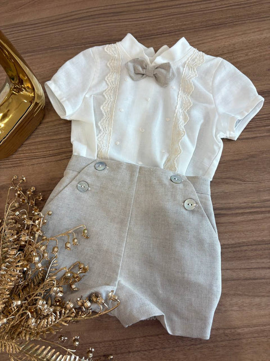 Abito BATTESIMALE BEIGE RICAMI PONTO POR PONTO