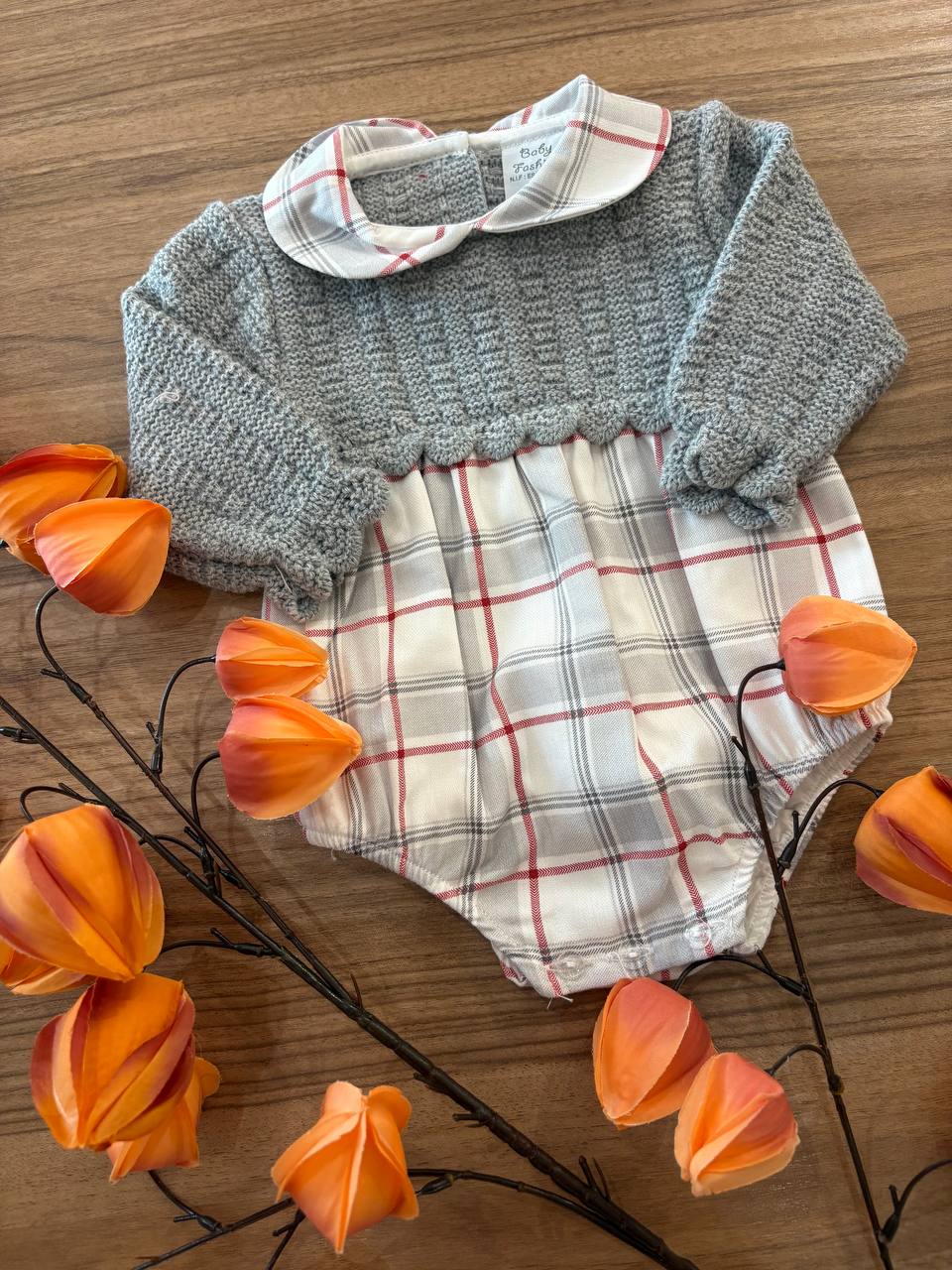 Pagliaccetto GRIGIO QUADRI BABY FASHION