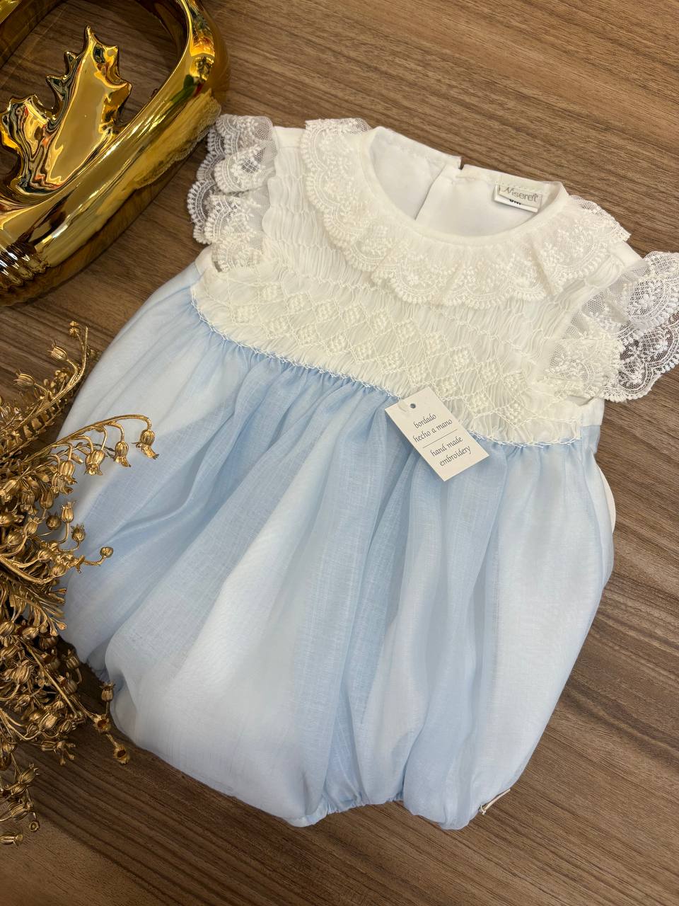 PAGLIACCETTO CELESTE punto SMOCK NISERET