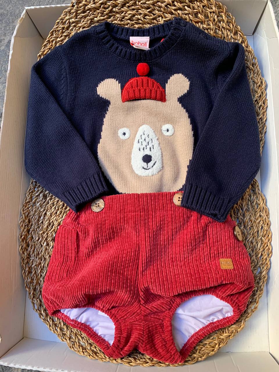 Completo ORSO CON CAPPELLINO ROSSO
