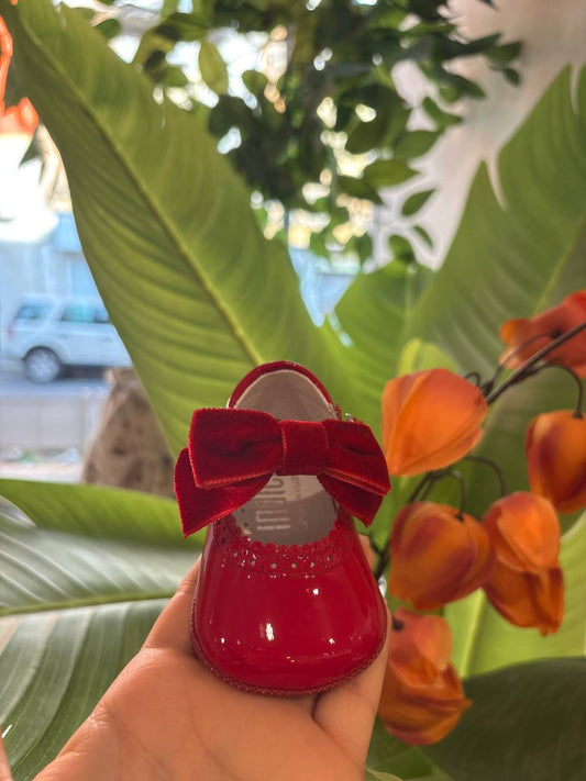 SCARPINE ROSSE CON FIOCCO IN VELLUTO INDICE
