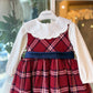 Abito scozzese ROSSO con CINTURA BLU SARABANDA