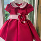 Abito elegante ROSSO CON CINTURA E FIORE AMBARABÀ