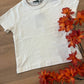 T-shirt BIANCA CON GIROCOLLO BEIGE SARABANDA