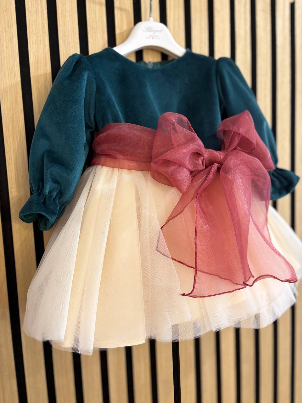 Abito TRICOLORE CON FIOCCO ORGANZA ALLEGRA