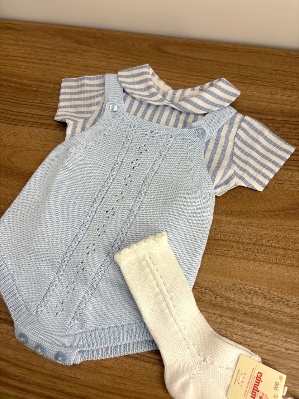 PAGLIACCETTO A RIGHE CELESTE BABY FASHION