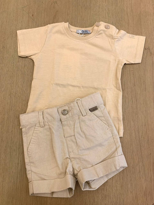 Completo t-shirt e shorts Beige