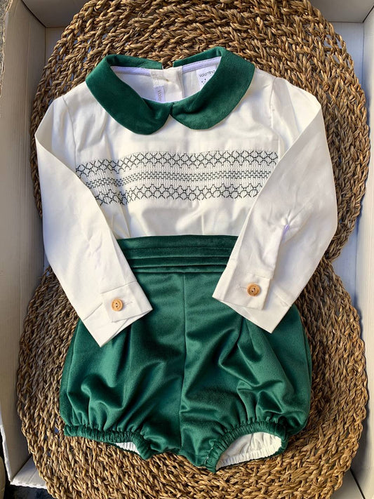 Completo VERDE PUNTO SMOCK VALENTINA BEBÈS