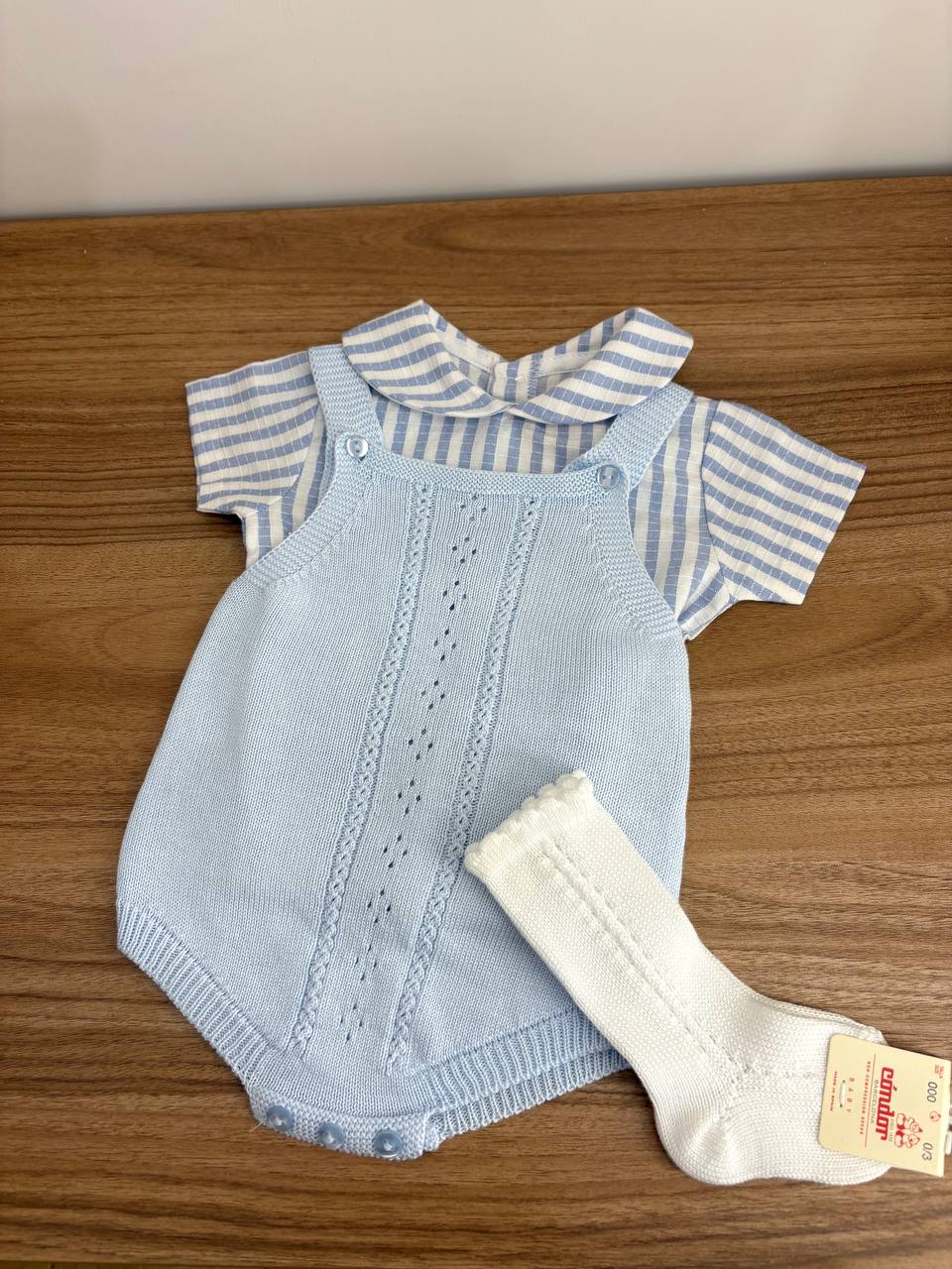 PAGLIACCETTO A RIGHE CELESTE BABY FASHION