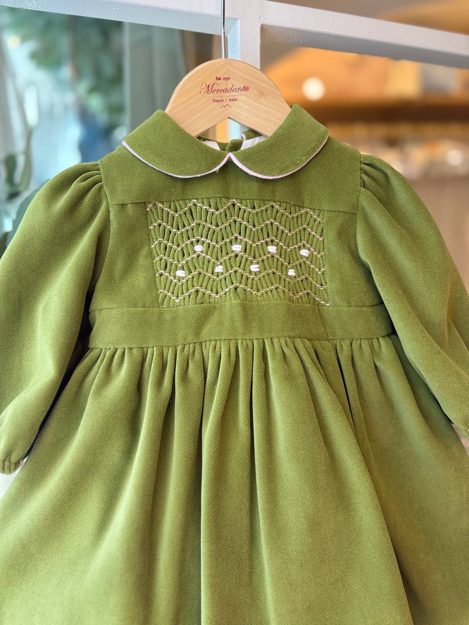 Abito VERDE OLIVA PUNTO SMOCK MERCADANTE