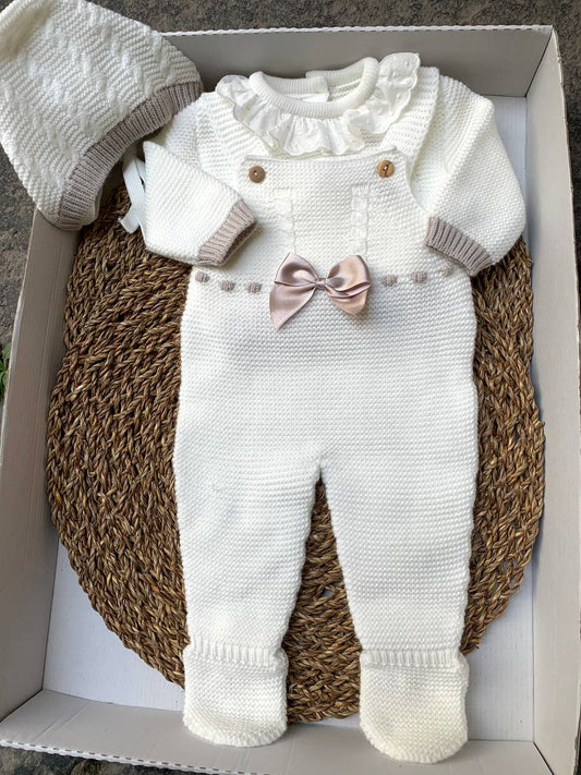 Tutina SALOPETTE CON FIOCCO IN RASO TORTORA BABY FASHION