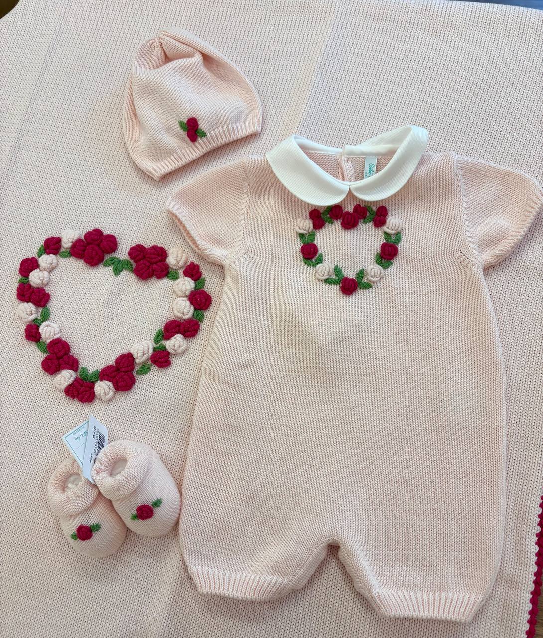 COORDINATO NASCITA CUORE DI ROSE ROSA BEBÉ DI ALMY