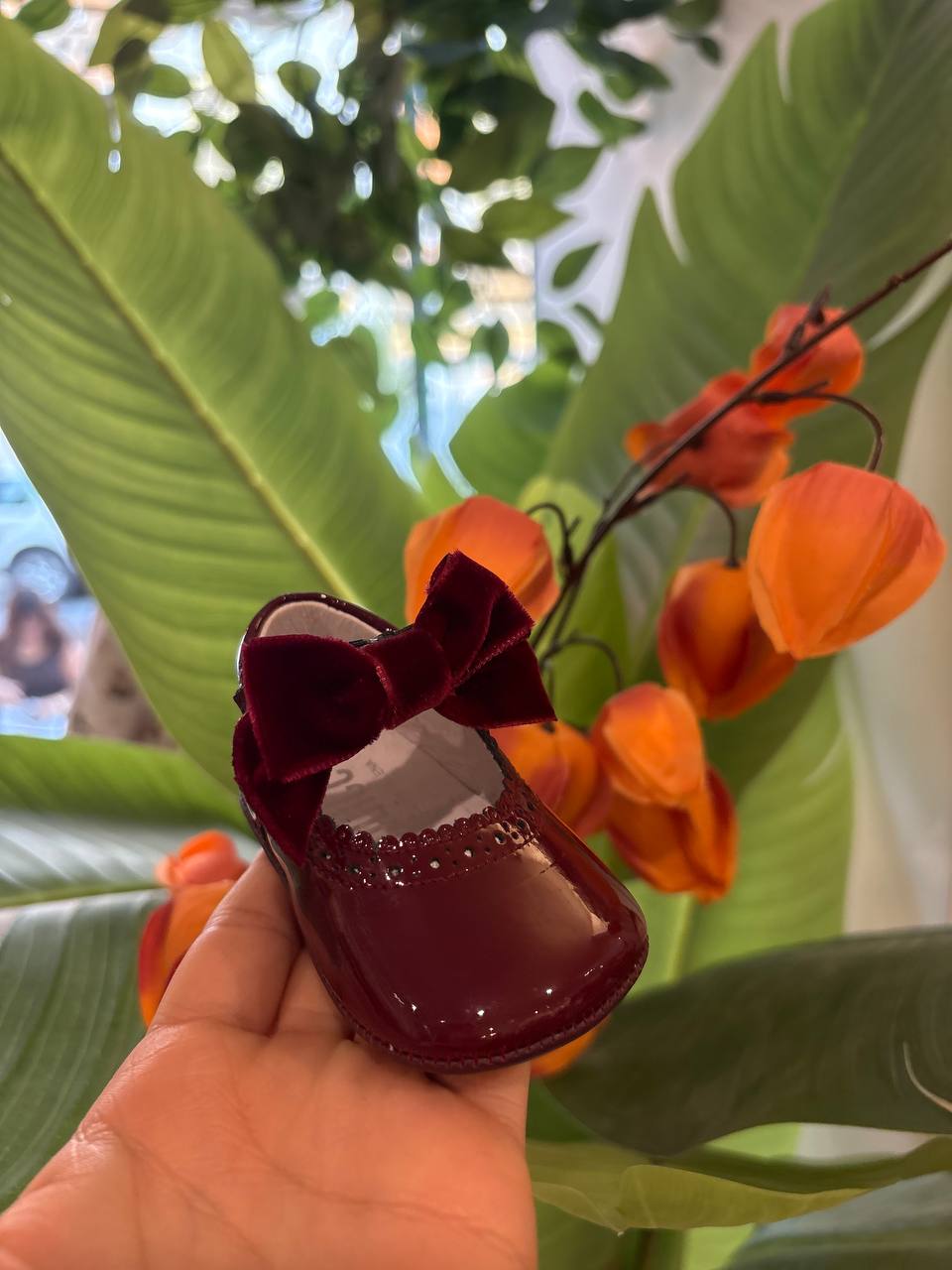 Scarpine bordeaux CON FIOCCO IN VELLUTO INDICE