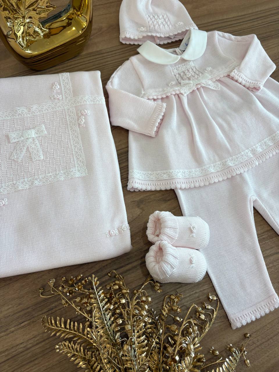 Coordinato nascita IN FILO ROSA CHIARO AURORA